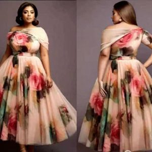 DLB-ELEGANT OFF-THE-SHOULDER FLORAL DRESS