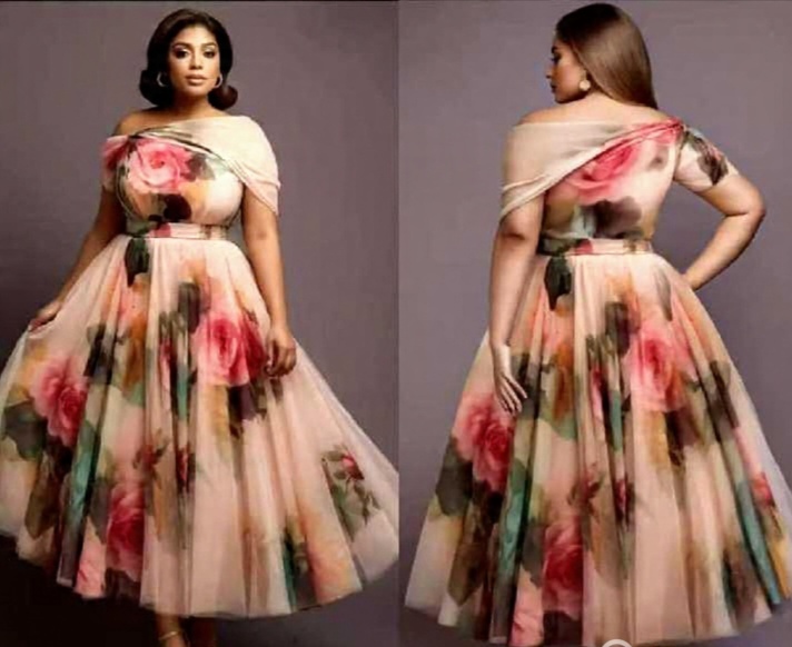 DLB-ELEGANT OFF-THE-SHOULDER FLORAL DRESS