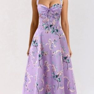 DLB-ELEGANT SLEEVELESS FLORAL HIGH TEA PARTY