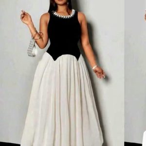 Long Pleated Women's Dress Maxi Dress