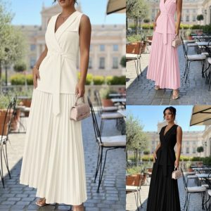 DLB-ELEGANT WOMENS TWO-PIECE SET WITH A PLEATED SKIRT