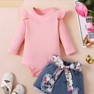 DLB- GIRLS 2PIECE LONG SLEEVE VEST WITH JEAN SKIRT