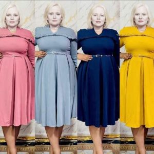 DLB-LONG PLEATED DRESS WITH LONG SLEEVE