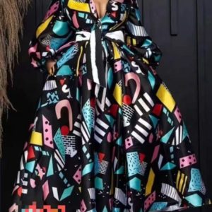 DLB-ELEGANT MULTICOLOR FLOWY DRESS